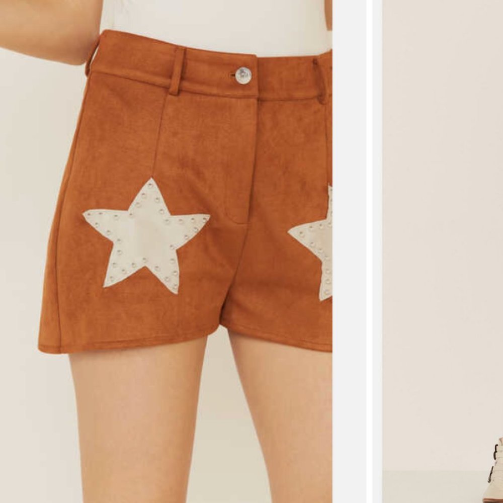 Suede star-studded shorts
